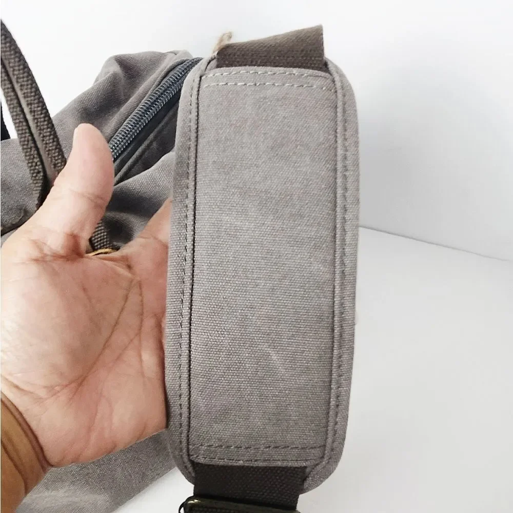 SOAEON Waterproof Genuine Leather Canvas Travel Duffel Weekender Bag Gray Brown